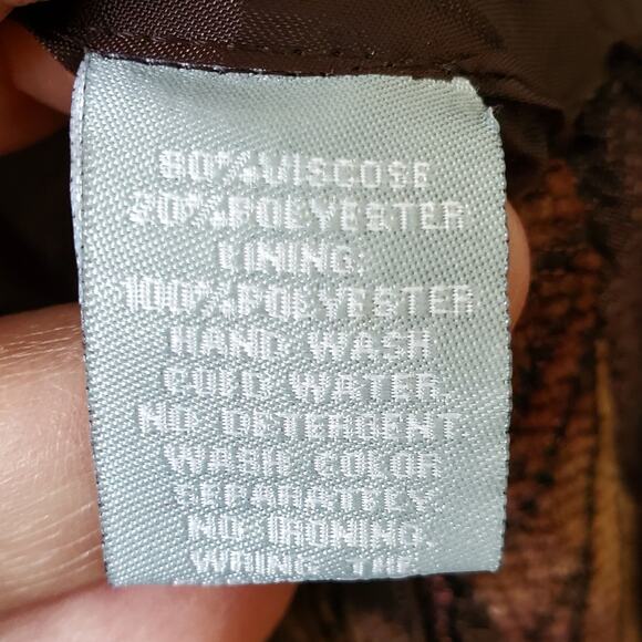 Vtg 90s Women Brown Fur Trim Tapestry Jacket M Fall Artsy Boho Maximalist Funky - Picture 7 of 12